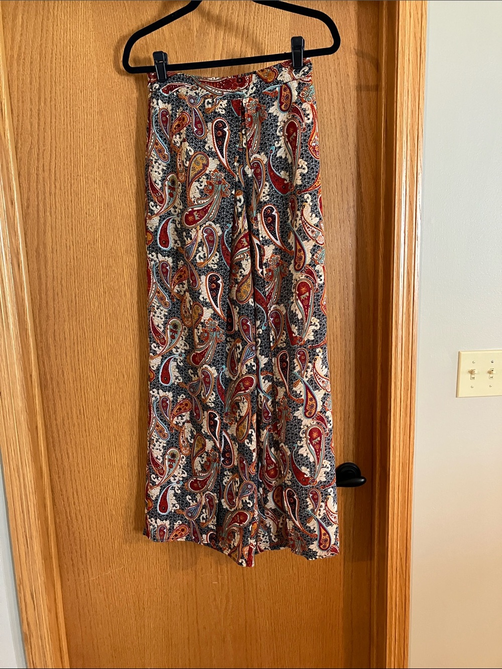Truth Paisley Boot-Cut Pants in Red, Navy & Cream